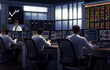 © Nasim Reza - In the office of a stock trader, a man in a white shirt sits at his desk with multiple computer screens and trading charts