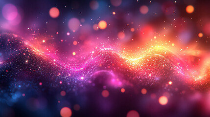 Wall Mural - Abstract colorful glowing wave particles background.