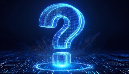 Poster - A glowing digital question mark represents inquiry and exploration in a high-tech environment.