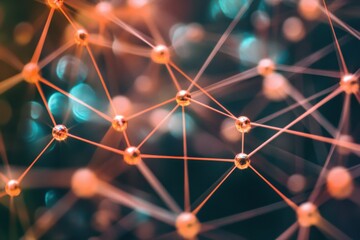 Poster - Abstract network of interconnected nodes. Illustrates connectivity, relationships, and global networks.