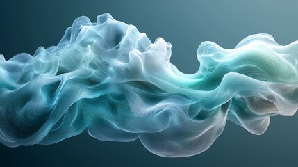 Poster - Ethereal Flowing Waves of Soft Turquoise and White Fabric in Abstract Artistic Style