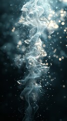 Poster - Ethereal Light and Soft Smoke Flowing Through Dark Space with Glittering Particles