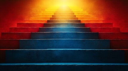 Poster - Vibrant Steps Leading to Glowing Light in Mystical Ambience with Gradient Colors
