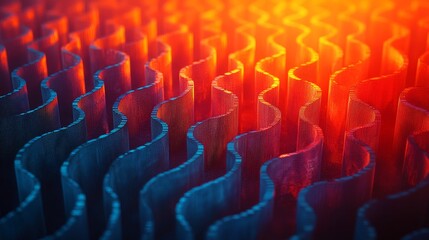 Poster - Abstract Macro Texture of Wavy Metal Surface with Gradient Color Pattern in Warm Tones