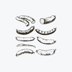 sausage hand drawn design vector template