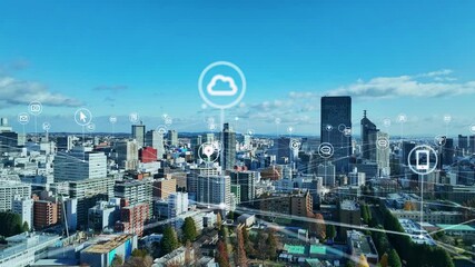 Poster - network, city, app, drone, aerial view, society, dx, location information, gps, future, system, internet, online, web, data, cloud, navigation, map, region, tourism, travel, guide, information, resear