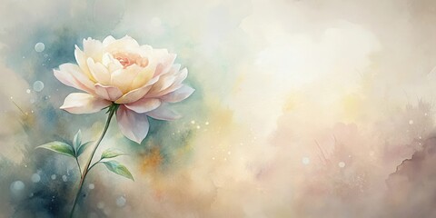 Wall Mural - A Delicate Watercolor Painting of a Single Pale Blossom on a Soft Background