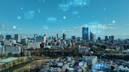 Leinwandbilder - dx, digital transformation, business, city, society, drone, aerial view, upload, update, system, software, data driven, outlook, future, technology, development, growth, strategy, economy, design, con