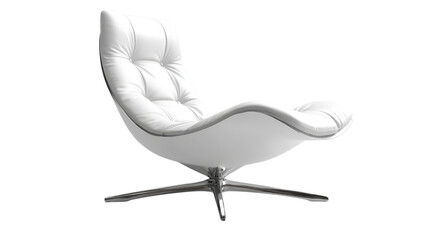 Poster - Elegant White Chair Set Against a Deep Black Background Highlighting Minimalistic Design and Modern Aesthetic Appeal isolated on a white background