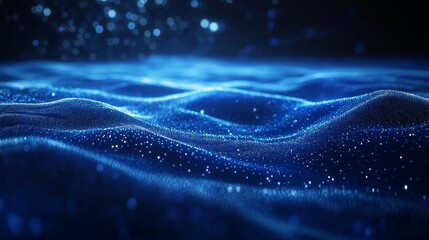 Wall Mural - abstract blue glowing connection lines and dots on a dark background