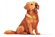 © Thanaporn - Adorable golden retriever portrait isolated on white digital art flat color style pet lover's delight