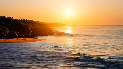 Wall Mural - Golden Sunrise Over Tropical Beach