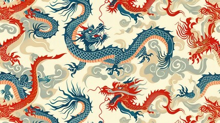  chinese dragon seamless pattern wallpaper