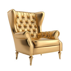 Poster - Elegant Gold Chair Against a Deep Black Background Highlighting Luxury and Sophistication in Contemporary Interior Design isolated on a white background
