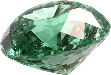 Poster - Glistening Green Diamond Sparkling with Intricate Facets and Radiating Brightness Against a Clean White Background isolated on a white background