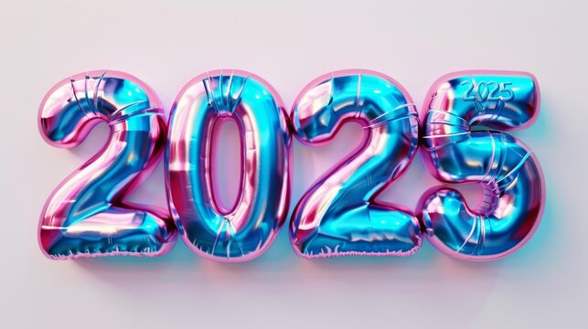 2025 New Year sign with ballons number, Celebration New Year concept