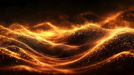 Poster - Mesmerizing organic wave like formations with earthy tones and shimmering golden highlights creating a captivating and dreamlike digital landscape