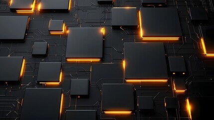 Poster - sleek and modern dark background with glowing geometric shapes neon accents and a dynamic abstract d