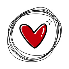 Poster - Doodle hearts with line scribble. hand drawn style. love symbol. vector illustration