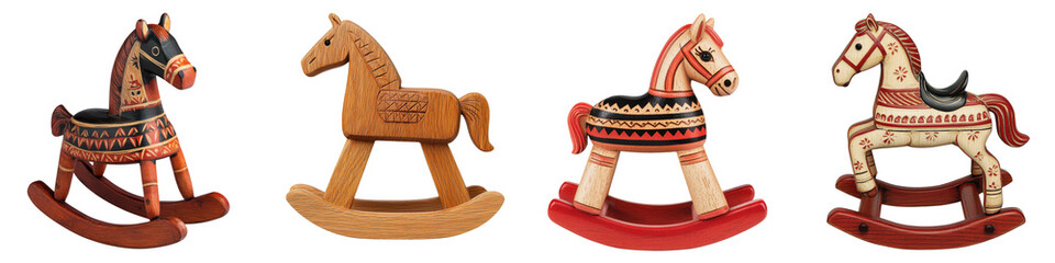 Whimsical Wooden Rocking Horse Ornaments for Festive Decor and