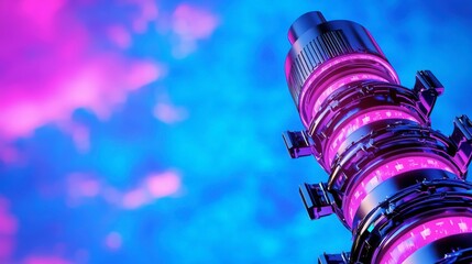 Poster - Futuristic High-Tech Device with Colorful Light Effects and Abstract Background
