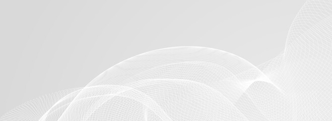 Aufkleber - Abstract grey wavy line background. Silver flowing wave pattern. Technology curved undulated stripe wallpaper. Gray tech backdrop concept for flyer, booklet, poster, banner, cover. Vector