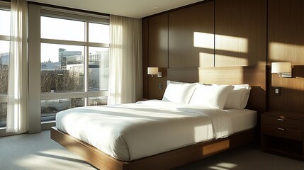 Wall Mural - Modern bedroom sunlight city view