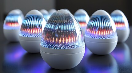 Poster - holographic easter eggs embedded with dynamic multicolored prismatic patterns creating a mesmerizing
