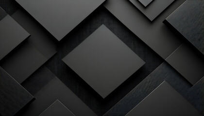 Fototapete - Abstract black geometric shapes background.  Modern minimalist design with overlapping squares and rectangles. Perfect for presentations and corporate branding.