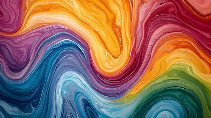 Poster - Mesmerizing abstract digital art featuring vibrant and rich organic marble like swirls in a dynamic flowing and captivating color palette