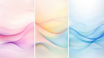 Wall Mural - three different colored waves on a white background