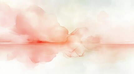 Wall Mural - a watercolor painting of a pink sky with clouds
