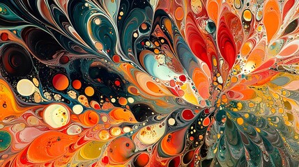 Poster - Vibrant Organic Marble like Swirls of Captivating Abstract Digital Art with Fluid Flowing Patterns in Rich and Vivid Colors Psychedelic Ethereal Digital or Wallpaper Design