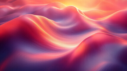 Wall Mural - Abstract sunset landscape with flowing, vibrant red and orange waves.