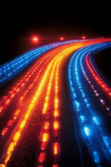 Poster - Abstract Colorful LED Lights Trails at Night