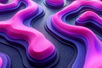 Aufkleber - Abstract Purple and Pink 3D Wave Pattern Design