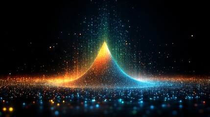 Wall Mural - Luminous Particle Cone Glowing Brightly In Darkness