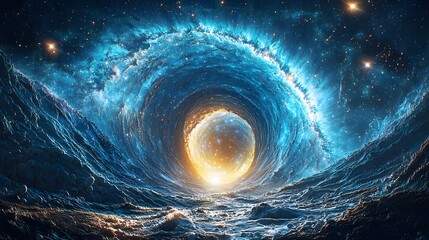 Poster - captivating cosmic energy visuals with swirling nebulae and shimmering galactic waves enchanting abs