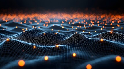 Poster - vibrant neon light trails creating a captivating visual landscape on a futuristic technologically ad