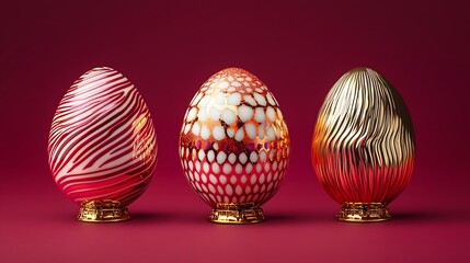 Poster - crafted Easter eggs with dynamic prismatic surface changes created using advanced nanobot technology  These unique futuristic showcase a modern innovative approach to traditional holiday design