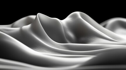 Poster - Abstract Silver Drapery:  Sculptural Fabric Waves in Monochrome