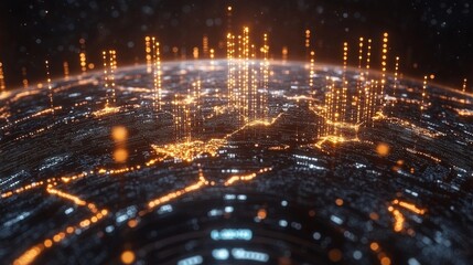 Aufkleber - Abstract Digital Globe with Glowing Data Streams and Connections