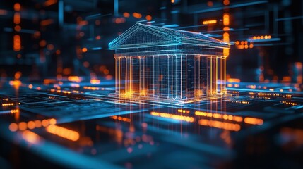 Aufkleber - Creating a high fidelity digital hologram of a virtual internet bank in a futuristic environment for enhanced user experience
