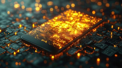Fototapete - Illuminating digital wallet experience virtual space high fidelity render futuristic environment close-up view innovative concept for enhanced user engagement