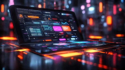 Leinwandbilder - Exploring advanced digital banking interfaces virtual workspace high fidelity graphics futuristic design user-centric experience