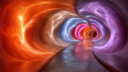 Aufkleber - Abstract Colorful Tunnel with Glowing Neon Lights and Energy