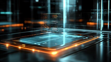 Leinwandbilder - Executing secure online transactions with holographic high fidelity in a futuristic digital environment