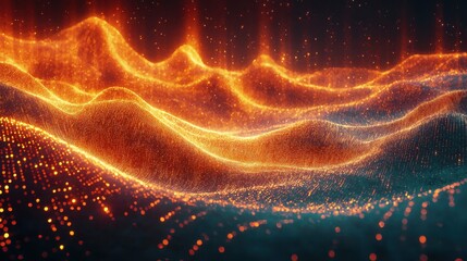 Fototapete - Dynamic abstract glowing waves of internet banking digital realm high fidelity visualization vibrant environment futuristic perspective conceptual design
