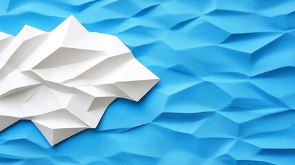 Poster - Abstract White Origami Sculpture on a Blue Textured Background