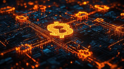 Aufkleber - Illuminating digital currency symbols in a futuristic interface high fidelity virtual environment conceptual exploration